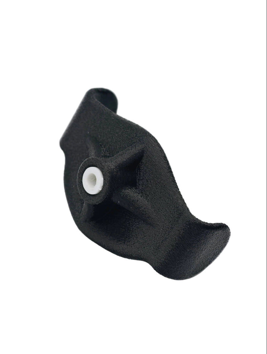 Black U-shaped joystick topper on a white background looking at the bottom of the joystick. 