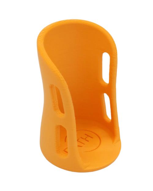 Orange toy brace on white background