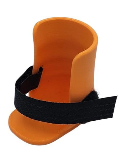 Medium orange toy brace on white background